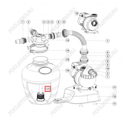 Дюзовая коробка 89033603 в комп-ке с трубой для Aquaviva FSU